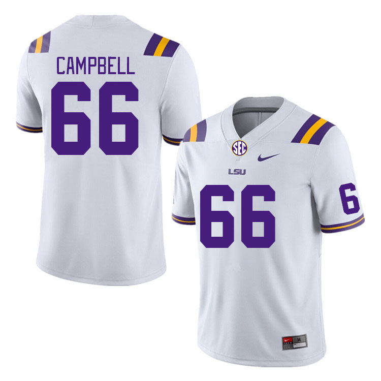 Men #66 Will Campbell LSU Tigers College Football Jerseys Stitched-White - Click Image to Close